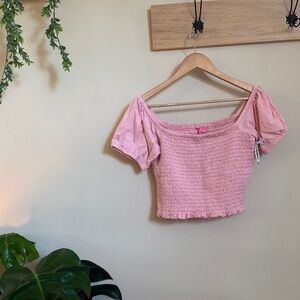 Simply Southern Light Pink Smocked Crop Top